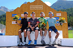 Podium Herren mit OK-Präsidentin Chantal Mayor